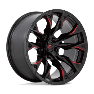 FUEL 1PC D823 FLAME 20X10 -18 GLOSS BLACK MILLED WITH CANDY RED | D82320007547