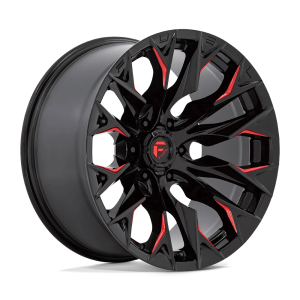 FUEL 1PC D823 FLAME 20X10 -18 GLOSS BLACK MILLED WITH CANDY RED | D82320008447