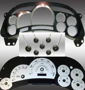 US Speedo Custom Gauge Face; MPH; Silver; 2003-2005 Chevrolet/GMC Truck & SUV w/trans temp | PLT120054LED2