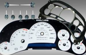 US Speedo Custom Gauge Face; KMH; White; 2006-2007 Chevrolet/GMC Truck & SUV w/trans temp | PLK064K0