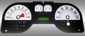 US Speedo Custom Gauge Face; KMH; White; 2005-2009 Ford Mustang GT | MUS0840K