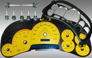 US Speedo Custom Gauge Face; MPH; Yellow; 2003-2005 Chevrolet/GMC Truck & SUV | PLK054D3