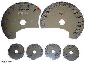 US Speedo Custom Gauge Face; MPH; B-Blue; 2005-2013 Chevrolet Corvette C6 Z06 | SSC608B