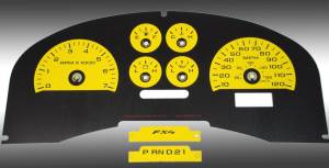 US Speedo Custom Gauge Face; MPH; Yellow; 2007-2008 Ford F150 FX4 | FX4073