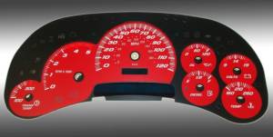 US Speedo Custom Gauge Face; MPH; Red; 2003-2005 Chevrolet/GMC Truck & SUV | SS120054D5