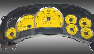 US Speedo Custom Gauge Face; MPH; Yellow; 2006-2007 Chevrolet/GMC Truck & SUV | PLT120064D3