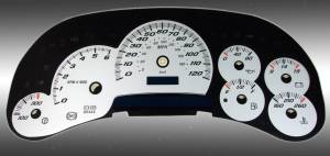 US Speedo Custom Gauge Face; MPH; Silver; 2003-2005 Chevrolet/GMC Truck & SUV w/trans temp | SS1200542