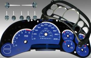 US Speedo Custom Gauge Face; KMH; Blue; 2006-2007 Chevrolet/GMC Truck & SUV | PLT120063K4