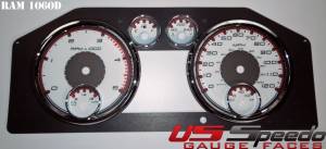 US Speedo Custom Gauge Face; MPH; White; 2009-2012 Dodge Ram Diesel | RAM1060D
