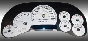 US Speedo Custom Gauge Face; MPH; White; 2006-2007 Chevrolet/GMC Truck & SUV w/trans temp | SS1200640