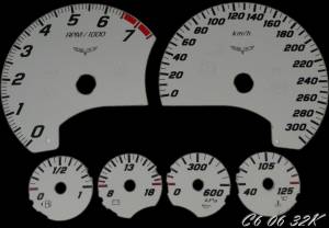 US Speedo Custom Gauge Face; KMH; Silver; 2005-2013 Chevrolet Corvette C6 | C60832K