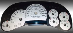 US Speedo Custom Gauge Face; MPH; Silver; 2006-2007 Chevrolet/GMC Truck & SUV w/trans temp | SS1200642