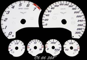 US Speedo Custom Gauge Face; KMH; White; 2005-2013 Chevrolet Corvette C6 | C60630K