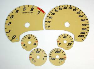 US Speedo Custom Gauge Face; KMH; 12-Gold; 2007-2010 Chevrolet Corvette C6 Z06 | C608312K