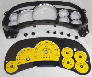 US Speedo Custom Gauge Face; MPH; Yellow; 2006-2007 Chevrolet/GMC Truck & SUV w/trans temp | PLT1200643