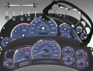 US Speedo Custom Gauge Face; KMH; Blue; 2003-2005 Chevrolet/GMC Truck & SUV | PLT120054DK4