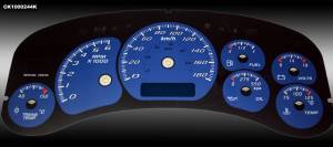 US Speedo Custom Gauge Face; KMH; Blue; 1999-2002 Chevrolet/GMC Truck & SUV w/trans temp | CK100024K4