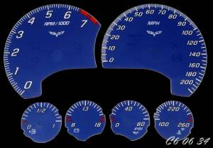 US Speedo Custom Gauge Face; MPH; Blue; 2005-2013 Chevrolet Corvette C6 | C60634