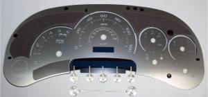 US Speedo Custom Gauge Face; MPH; W-White; 2003-2005 Chevrolet/GMC Truck & SUV w/trans temp | SSGM06W