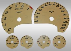 US Speedo Custom Gauge Face; MPH; 12-Gold; 2007-2010 Chevrolet Corvette C6 Z06 | C608312