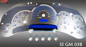 US Speedo Custom Gauge Face; MPH; B-Blue; 2003-2005 Chevrolet/GMC Truck & SUV | SSGM03B