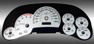 US Speedo Custom Gauge Face; MPH; Silver; 2003-2005 Chevrolet/GMC Truck & SUV | SS120054D2