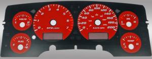 US Speedo Custom Gauge Face; KMH; Red; 2002-2005 Dodge Ram Gas | RAM025K