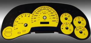 US Speedo Custom Gauge Face; MPH; Yellow; 2003-2005 Chevrolet/GMC Truck & SUV | SS1200533