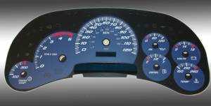 US Speedo Custom Gauge Face; MPH; Blue; 2003-2005 Chevrolet/GMC Truck & SUV | SS120054D4