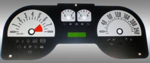 US Speedo Custom Gauge Face; KMH; Silver; 2005-2009 Ford Mustang GT | MUS0842K