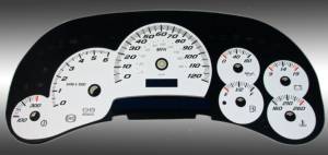 US Speedo Custom Gauge Face; MPH; White; 2003-2005 Chevrolet/GMC Truck & SUV w/trans temp | SS1200540