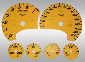 US Speedo Custom Gauge Face; MPH; Yellow; 2007-2010 Chevrolet Corvette C6 Z06 | C60833