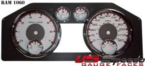 US Speedo Custom Gauge Face; KMH; White; 2009-2012 Dodge Ram Gas | RAM1060K