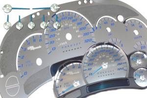 US Speedo Custom Gauge Face; MPH; B-Blue; 2006-2007 Chevrolet/GMC Truck & SUV | SSGM11B