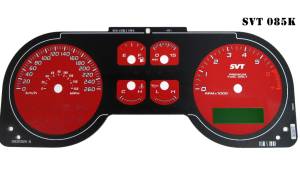 US Speedo Custom Gauge Face; KMH; Red; 2005-2009 Ford Mustang SVT | SVT085K