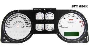 US Speedo Custom Gauge Face; KMH; White; 2005-2009 Ford Mustang SVT | SVT080K