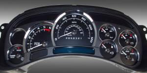 US Speedo Custom Gauge Face; MPH; Black; 2006-2007 Chevrolet/GMC Truck & SUV w/trans temp | PLT120064LED1