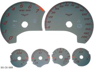 US Speedo Custom Gauge Face; MPH; R-Red; 2005-2013 Chevrolet Corvette C6 | SSC606R