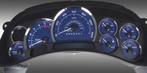 US Speedo Custom Gauge Face; MPH; Blue; 2006-2007 Chevrolet/GMC Truck & SUV w/trans temp | PLK0644