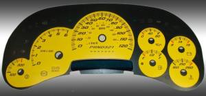 US Speedo Custom Gauge Face; MPH; Yellow; 2006-2007 Chevrolet/GMC Truck & SUV w/trans temp | SS1200643