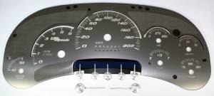 US Speedo Custom Gauge Face; MPH; W-White; 2006-2007 Chevrolet/GMC Truck & SUV w/trans temp | SSGM12W