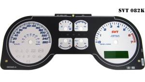 US Speedo Custom Gauge Face; KMH; Silver; 2005-2009 Ford Mustang SVT | SVT082K