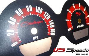 US Speedo Custom Gauge Face; MPH; Red; 2005-2009 Dodge Challenger | CHAL1605