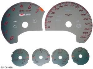 US Speedo Custom Gauge Face; KMH; R-Red; 2005-2013 Chevrolet Corvette C6 Z06 | SSC608RK