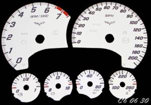 US Speedo Custom Gauge Face; MPH; White; 2005-2013 Chevrolet Corvette C6 | C60630