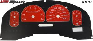 US Speedo Custom Gauge Face; KMH; Red; 2007-2008 Ford F150 XLT | XLT075K