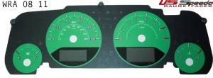 US Speedo Custom Gauge Face; MPH; Green; 2007-2014 Jeep Wrangler | WRA0811