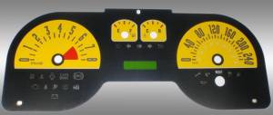 US Speedo Custom Gauge Face; KMH; Yellow; 2005-2009 Ford Mustang GT | MUS0843K