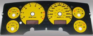 US Speedo Custom Gauge Face; KMH; Yellow; 2002-2005 Dodge Ram Gas | RAM023K