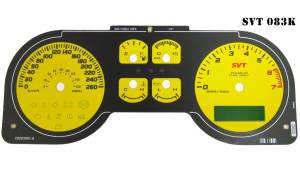 US Speedo Custom Gauge Face; KMH; Yellow; 2005-2009 Ford Mustang SVT | SVT083K